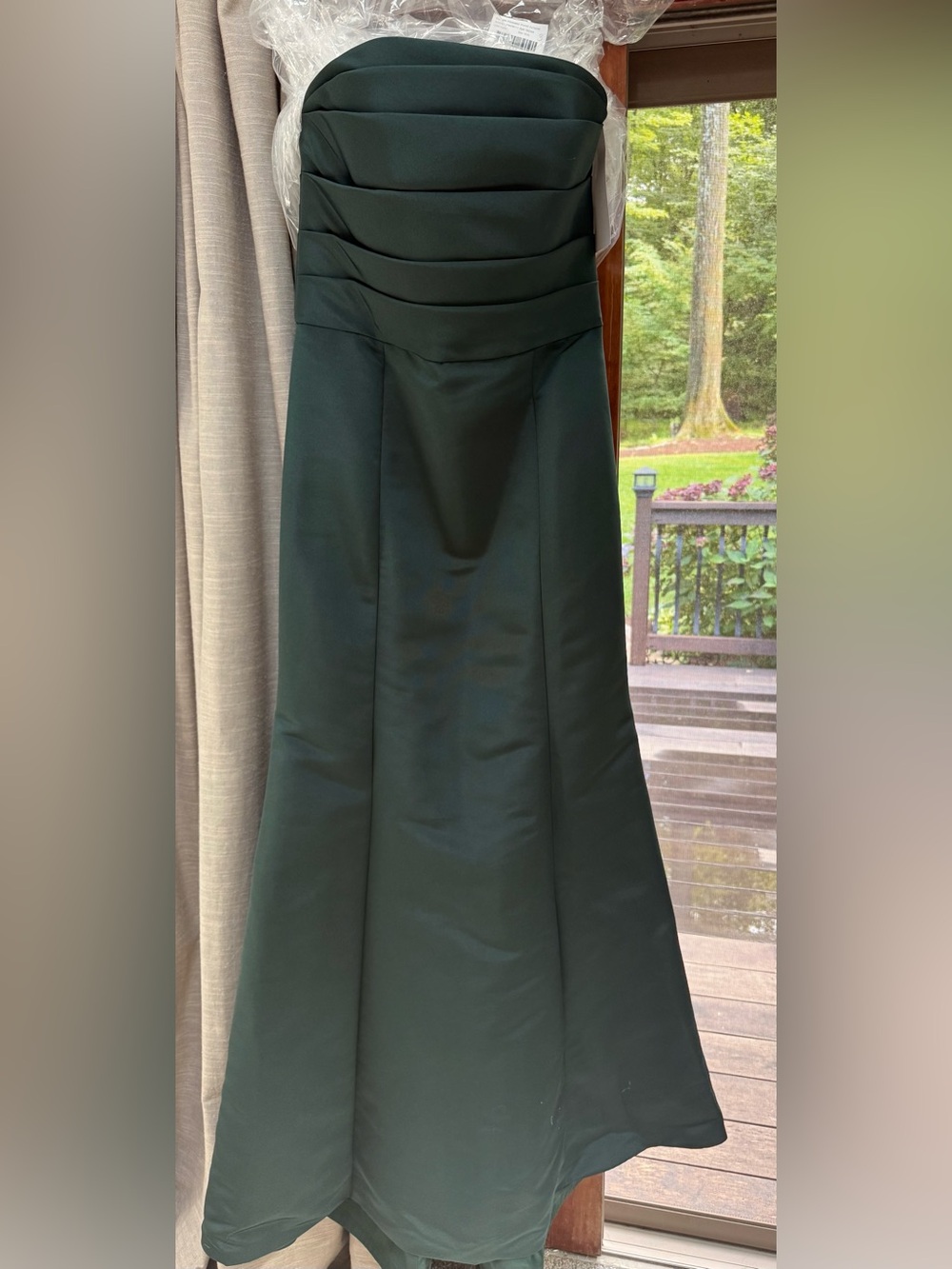 Amsale Dark Green Strapless Mermaid Bridesmaid Dress